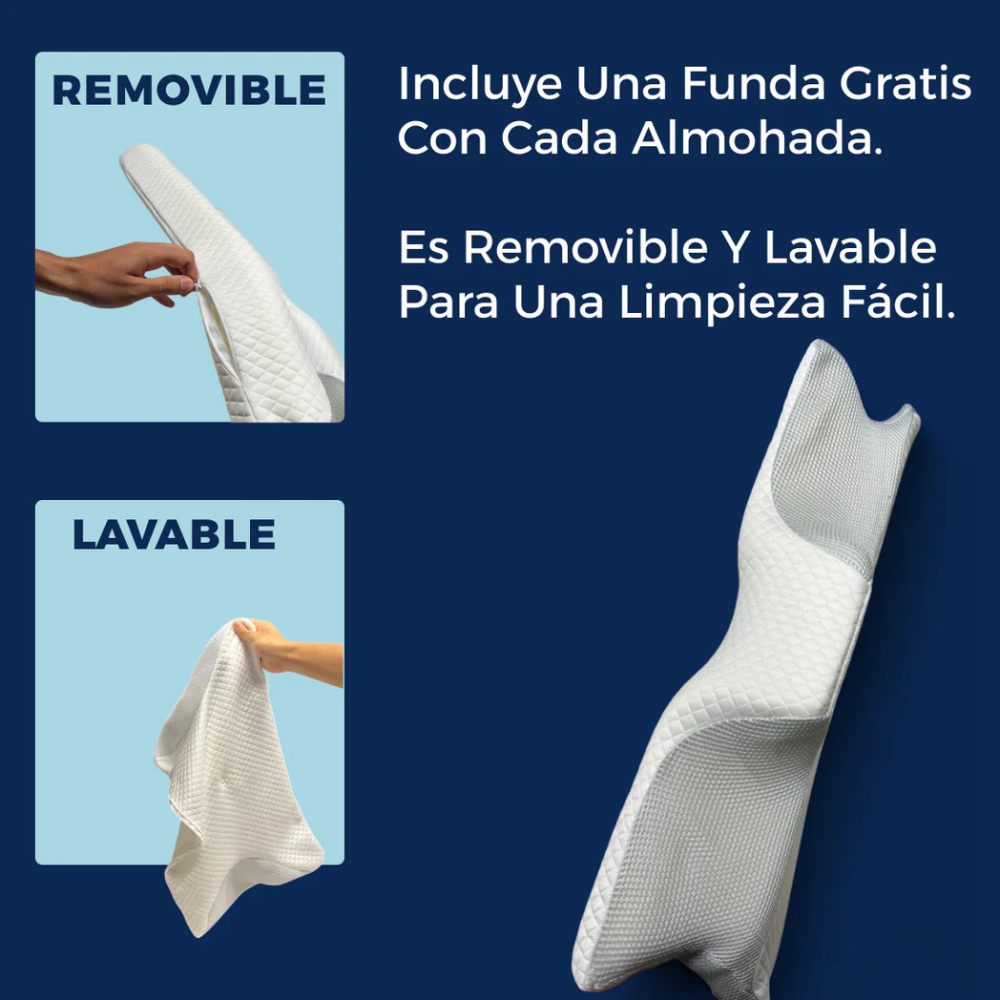 Almohada cervical de espuma viscoelástica, 2 en 1, ortopédica y ergonómica